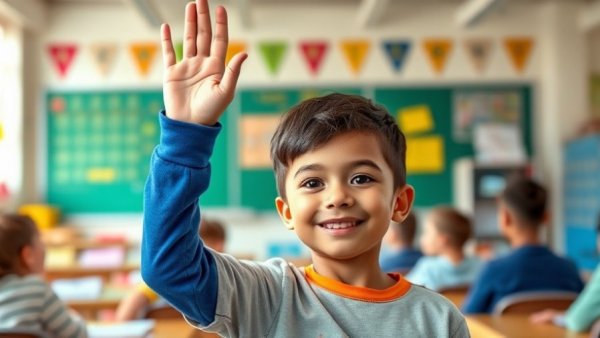 Success of late bloomers: student participating in lively classroom.