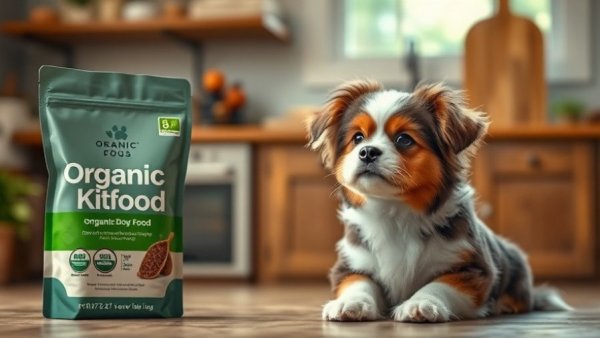 Fresh dog food delivery service showcasing fluffy tricolor dog with food.