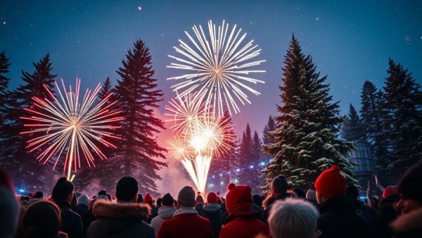 Vancouver New Year's Eve parties spectacular firework display under snow