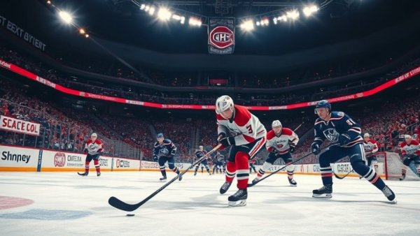 NHL Vancouver hockey scene with players in action on the ice.