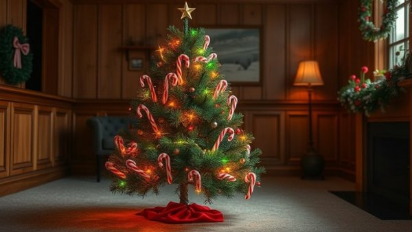 Wholesome festive Christmas tree humor in cozy setting.