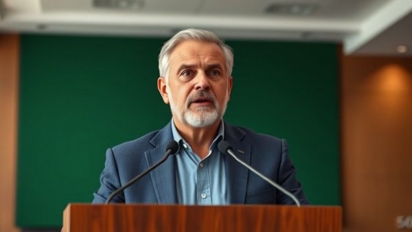 Colorado disaster aid crisis: speaker at indoor event discusses solutions.