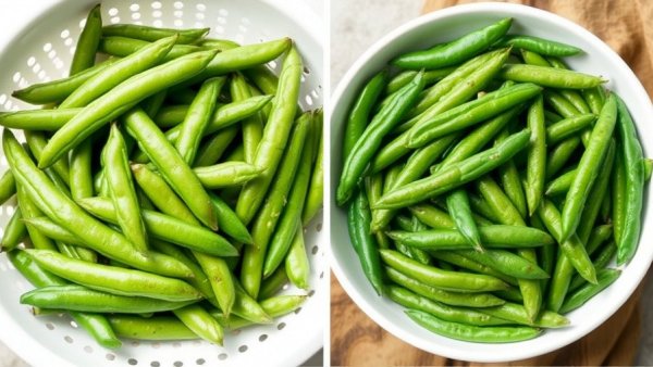Fresh and cooked green beans nutrition comparison.