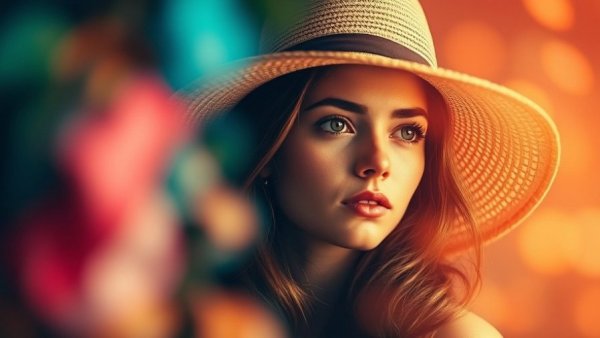 Dreamlike portrait of woman in hat, illustrating emotional capacity.