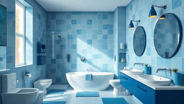 Chic blue bathroom ideas with stylish fixtures and modern design.