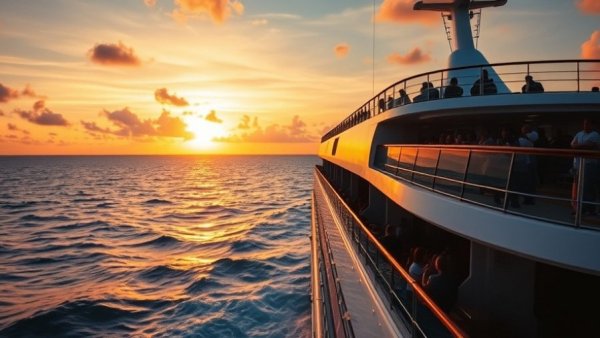 Norwegian Viva cruises ship at sunset with ocean view.