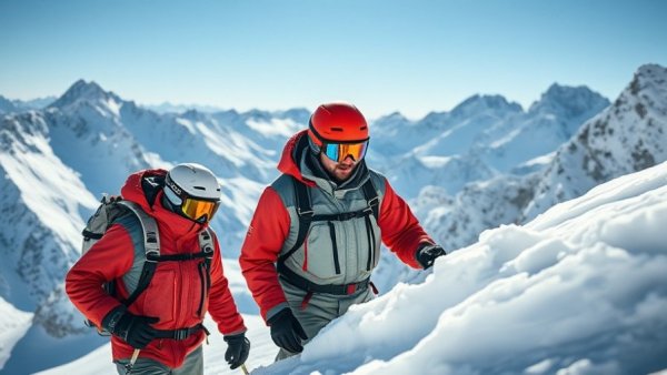 Telluride ski patrol inspecting mountain with avalanche equipment.