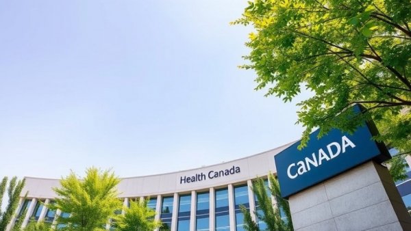 Government building with Health Canada sign, clear sky.