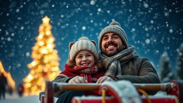Festive Christmas movie scene in snowy Canada.