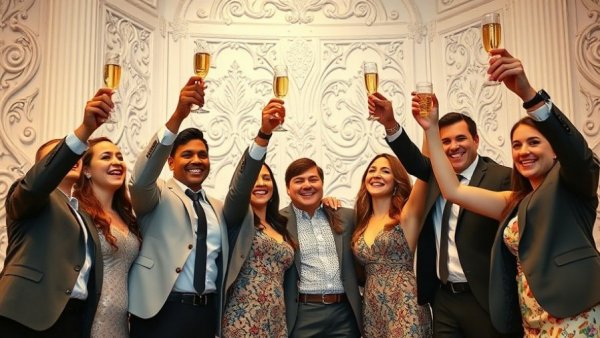 Friends celebrating at New Year's Eve parties in Denver.