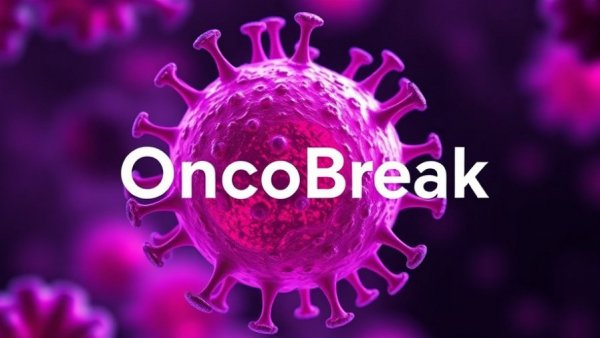 Artistic depiction of cancer cell with 'OncoBreak' text, denver health news.