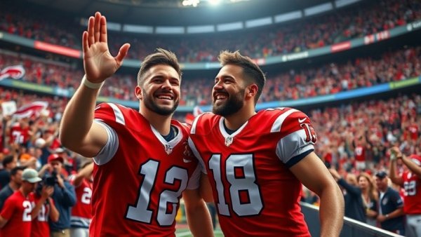 Football player celebrating with fans at stadium, Denver local news.