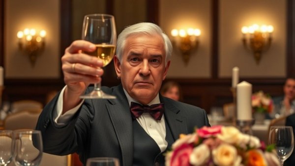 Canada-U.S. trade relations: distinguished man at formal event raising a toast.