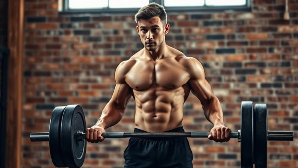 Fit individual lifting barbell, showcasing creatine metabolism benefits.