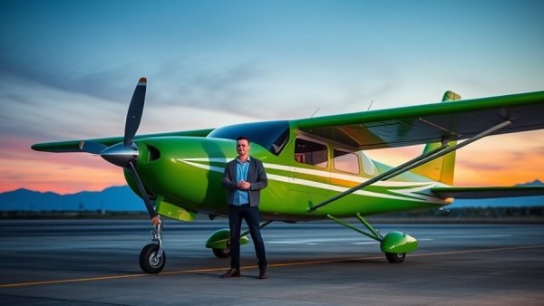 Seaplane access Colorado: man beside light sport seaplane at dusk.