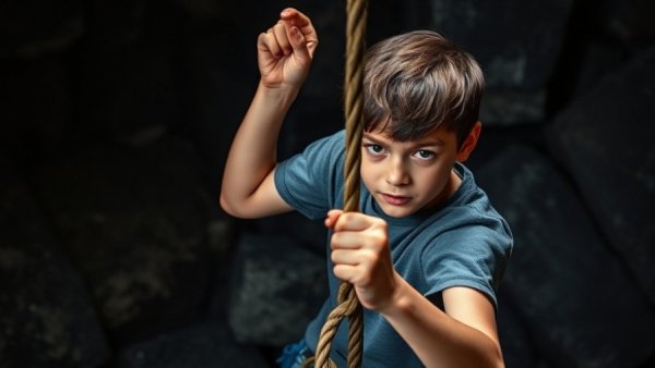 Film set scene in Vancouver with actor climbing a rope.