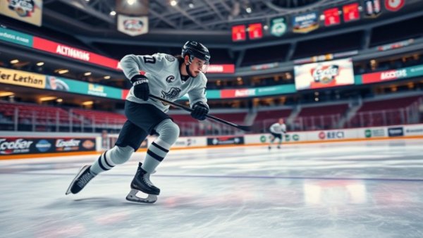 Vancouver Canucks dynamic hockey player skating on ice rink.