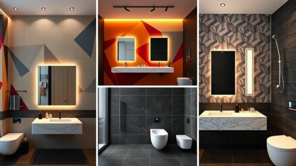 Modern 2026 bathroom design trends collage showcasing innovative styles.