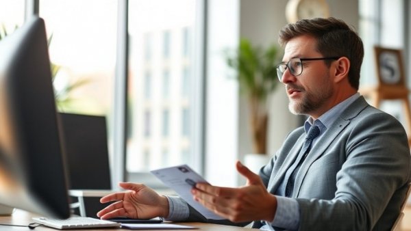 Professional consultant explaining financial advice in a modern office.