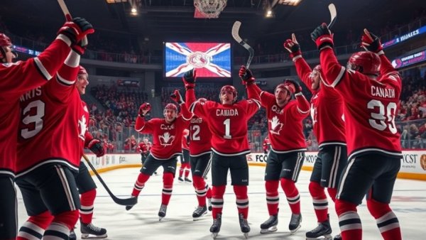 Canada Olympic hockey roster unveil live: Canadian players celebrate goal.