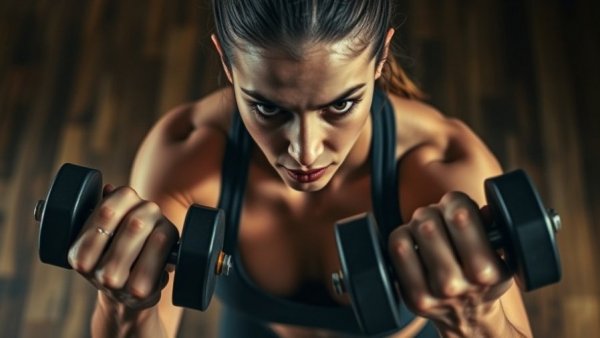 Determined woman lifting weights, health and wellness in Vancouver.