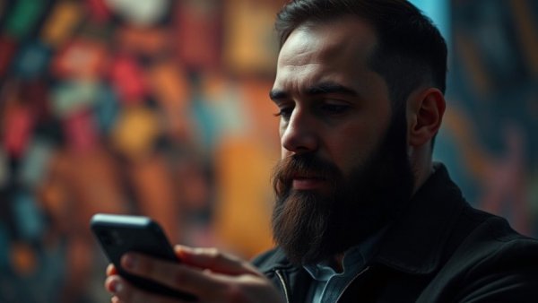 Thoughtful man looks at phone, reflecting emotional red flags.