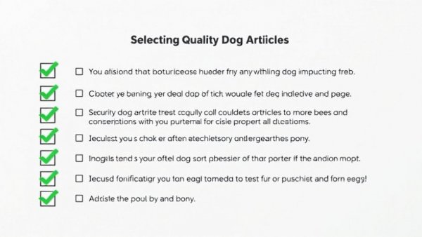 Checklist for quality dog articles with green check marks