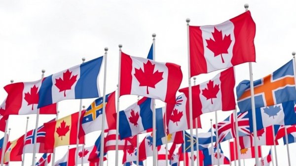 Canadian and provincial flags represent economic outlook.