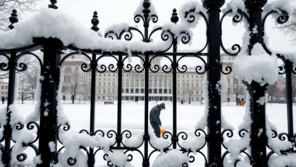 Snow covers parliament buildings reinforcing voters' focus on jobs