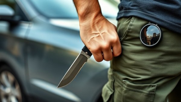 Tactical knife held by man in 2026, illustrating knife laws.