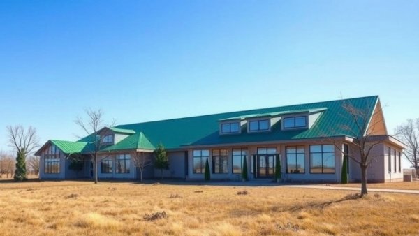 Modern Colorado recovery center under clear blue skies.
