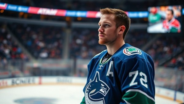 Vancouver Canucks player in focus during game discussion.