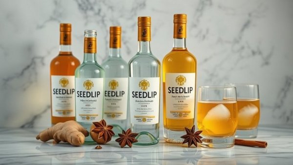 Elegant Seedlip beverage display with spices for Dry January event.