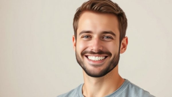 Young man smiling warmly, representing AI-driven entrepreneurship.