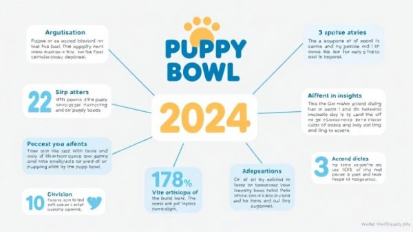 Infographic about Puppy Bowl 2024 adoption and diversity stats.