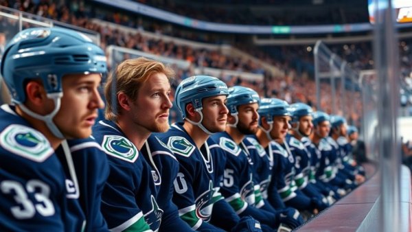 Vancouver Canucks team during intense game action.