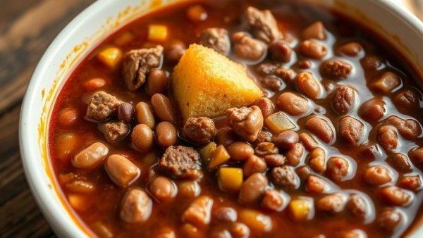 Hearty slow cooker chili with beans and cornbread