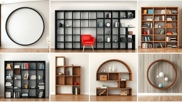 Creative bookshelf design ideas collage, featuring unique styles.