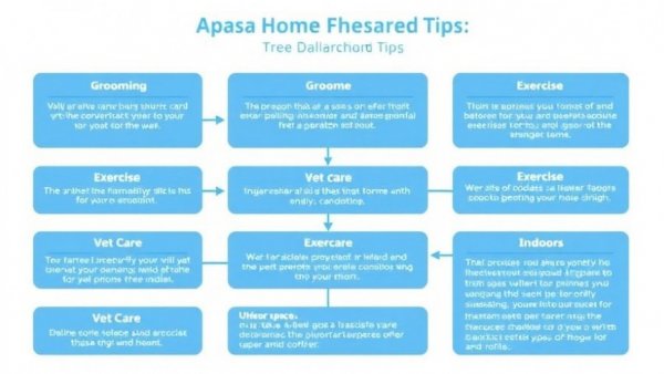 Detailed flowchart with Lhasa Apso home prep tips; grooming, exercise, vet care.