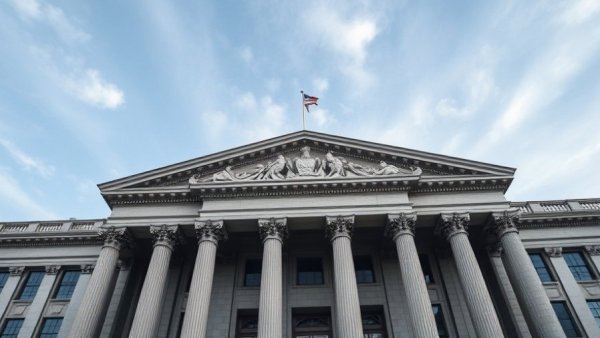 Federal building symbolizing Federal Reserve independence against a clear sky.