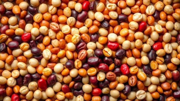 Assorted dried beans, vibrant close-up for how to reduce bean gas.