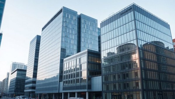 Modern architecture and cityscape in Surrey, showcasing transportation infrastructure.