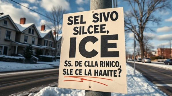 Aurora City Council condemns ICE poster on snowy street.