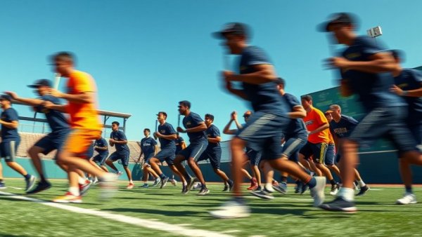 Denver local news sports team warming up on baseball field.