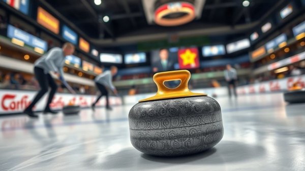 Curling Day in Canada events, action shot of curling game.