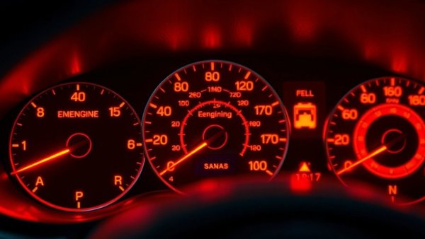 Car dashboard lights including check engine, oil pressure, and battery warning; flashing check engine light dangers.