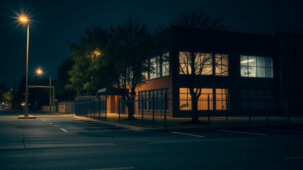 Night view of a quiet urban area in Denver news.