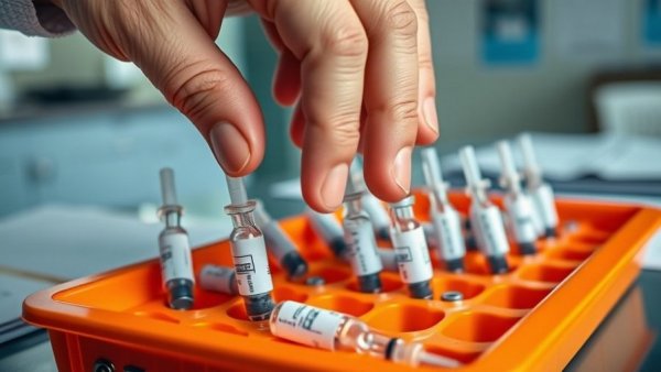 Close-up of syringes in an orange tray relating to vaccine hesitancy.