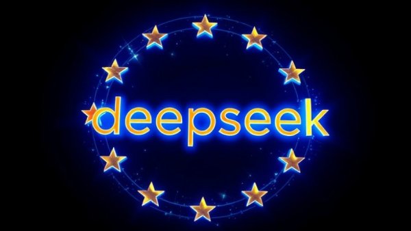 European AI independence depicted with glowing logo and EU stars.