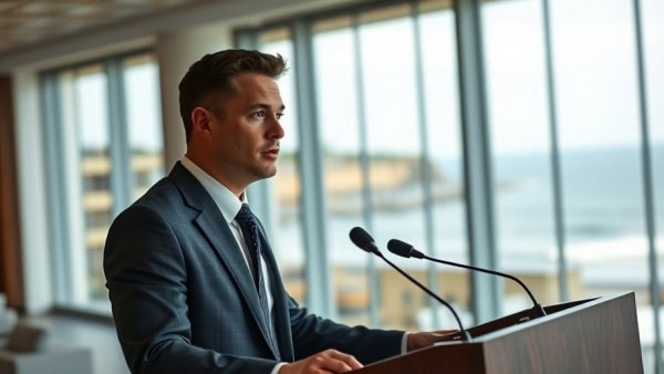 Gwa’ni Land Use Planning Project presentation with speaker at podium.